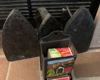 sad irons and match safe
