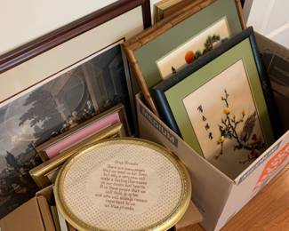 needle point and embroidery -framed wall art