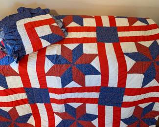 red, white and blue quilt
