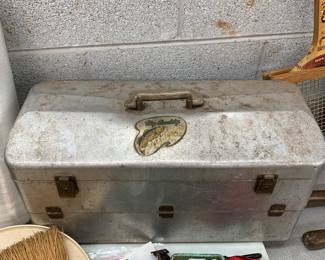 vintage tackle box and contents
