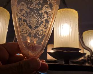 Large set of etched Fostoria glassware