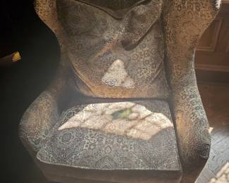 2 of 2 newer winged back upholstered chair