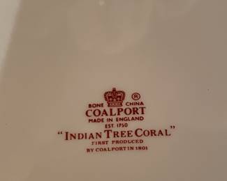 Coalport  Indian Tree Coral place setting for 12 includes serving pieces