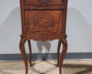1930s French Walnut Marble Top Cupboard