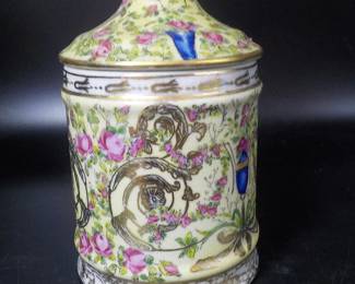 Beautiful Victorian Rose Porcelain Spice Jar with Lid