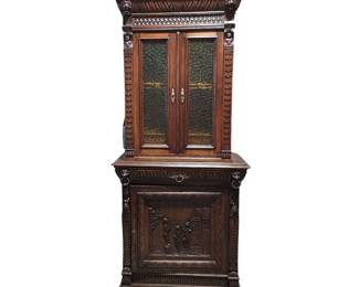 Beautifully Carved Antique French 2 Piece Cabinet