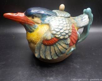 Colorful Asian Style Kingfisher Pottery Teapot