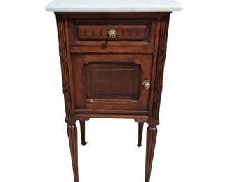 French Louis XVI Style Marble Top Nightstand