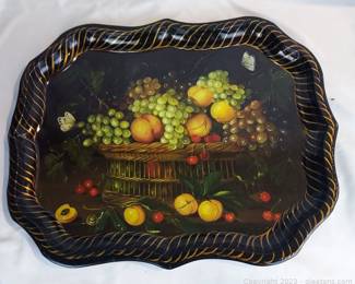 Gorgeous Ian Logan Metal Tray Featuring Painting by Mimi Roberts