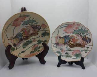 Matching Handpainted Bowl and Plate Decor
