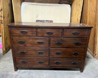 STAINED WOODEN CHEST OF DRAWERS