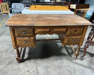 4 DRAWER NICELY CARVED DESK