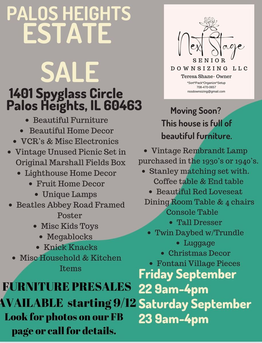 Palos Heights Estate Sale *Discounted last day* starts on 9/22/2023