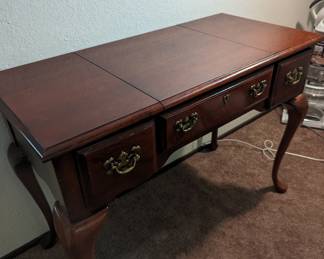 Beautiful solid wood French style bureau desk. The desktop actually folds open double writing/working space. (hinges do need some work)