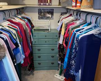 Closet full of women's clothing