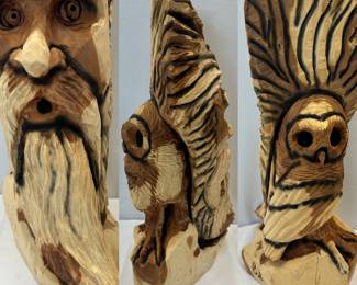 Two-sided wood carving