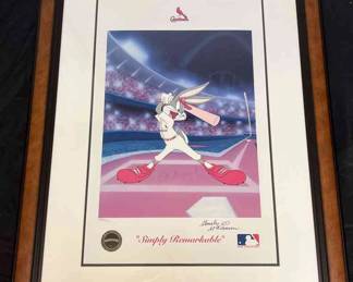 Simply Remarkable Stan Musial Signed Bugs Bunny Baseball Cel