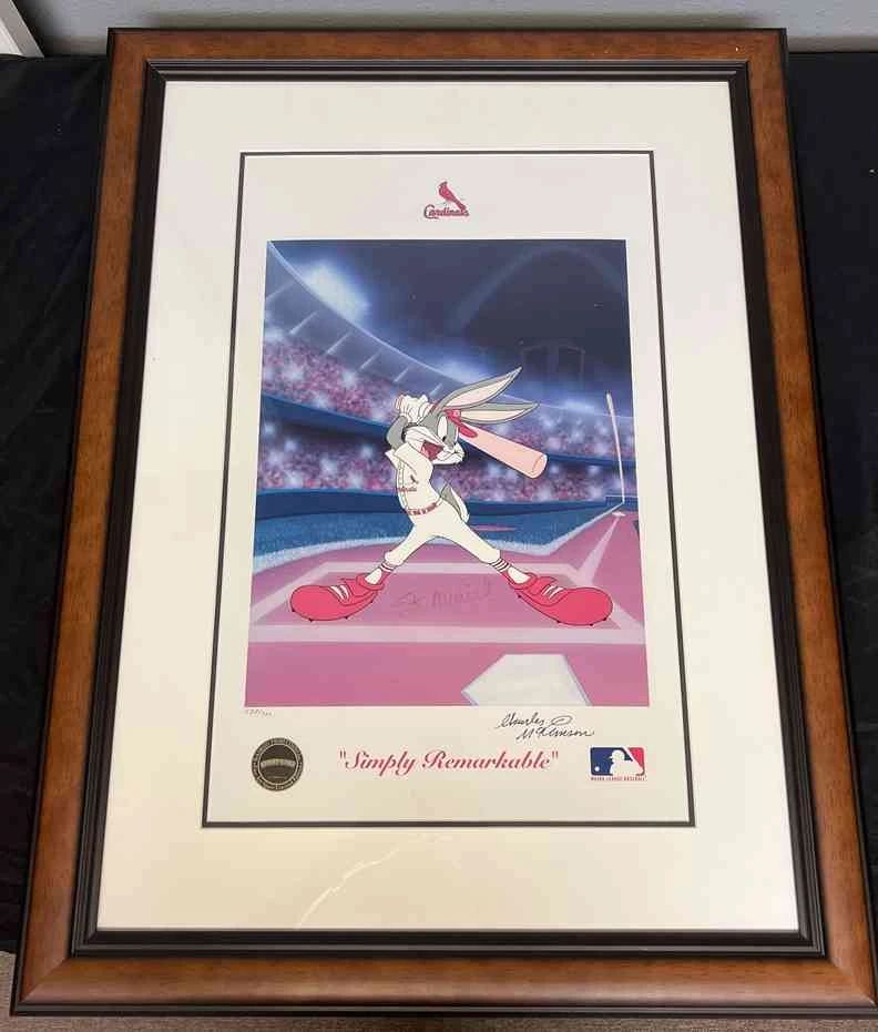 Simply Remarkable Stan Musial Signed Bugs Bunny Baseball Cel