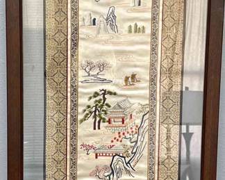 Chinese Embroidered Silk Textile Tapestry