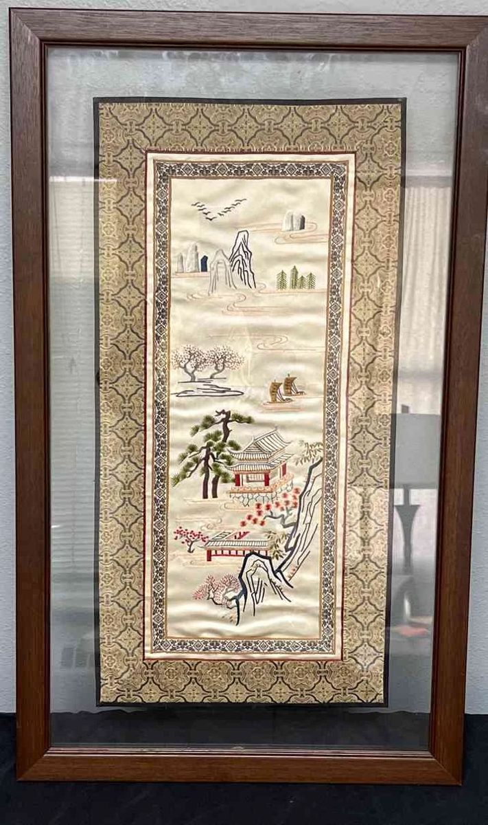 Chinese Embroidered Silk Textile Tapestry