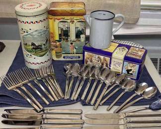Metal Tins, Flatware Such