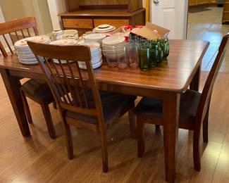 Wooden Table with 4 Chairs and Bench