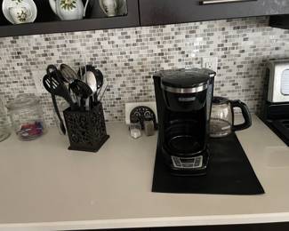 Coffee pot, utensils 