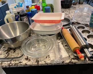 Kitchen items 
Pink Pyrex is SOLD
