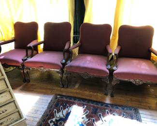 Set of 4 deep & large vintage chairs