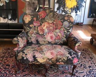 Settee, upholstery in poor condition