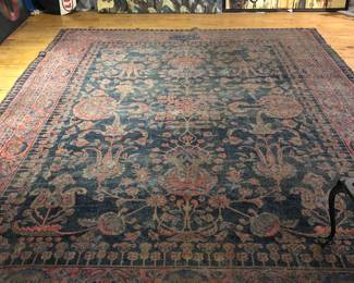 Large antique beautifully very worn flat weave Oriental Rug, probably Persian 