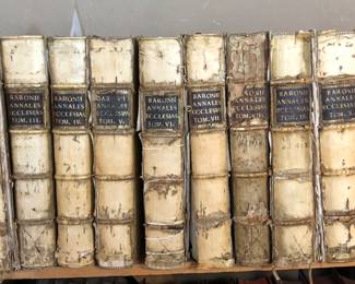 1593 religious set Annales Eccelesiastici Cesare Baronio Sorano, 11 of 12 volumes, no volume numbered 11