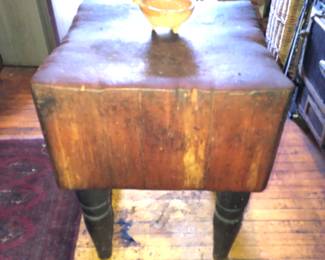 Antique butchers block table