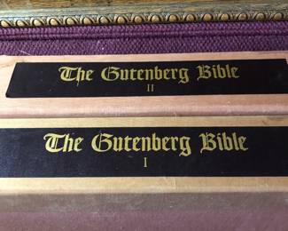 A facsimile edition of The Gutenberg Bible in 2 volumes with an additional 2 volumes of transcription