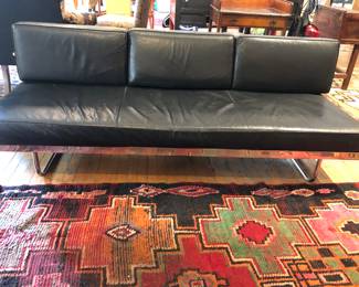 Black and chrome Barcelona style sofa