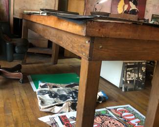 8’ x 30” butcher block top restaurant work table, oak restaurant work table