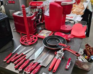 LOT OF RED KITCHEN ITEMS