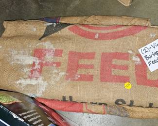TWO VINTAGE BURLAP SACKS