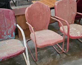 THREE VINTAGE OUTDOOR METAL CHAIRS