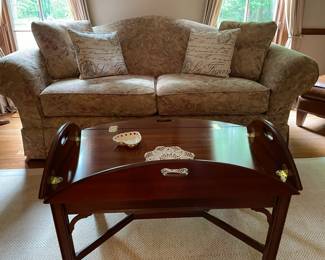 Beautiful, Comfy Couch and Early American Style Coffee Table