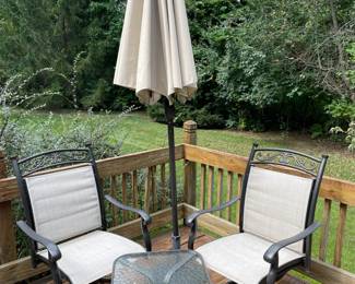 More Patio Chairs, Glass Top Table, & Large Shade Umbrella