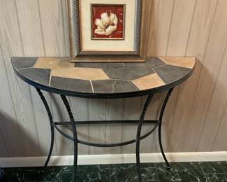 Semi-Circular Mosaic Tile Hall Table
