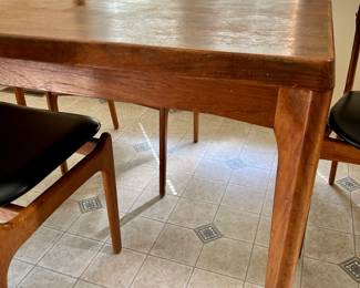 #10- Danish modern dining table with 4 chairs by Erik Buck for Oddense Baskinsnedkeri- Table 54.5w x 35d x 29t- $1200