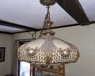 Leaded hanging light fixture