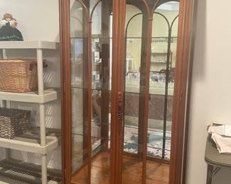 solid wood german made =per owner curio /display cabinet   1 drawer