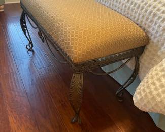 heavy -well made iron and fabric bench- 