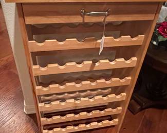 solid wood medium sized wine rack - perfect for small space  has 1 drawer