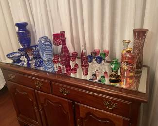 cut to clear - murano- czech -  and  more in fabulous colorful vintage glass collection  SOLD SOME HAVE SOME 