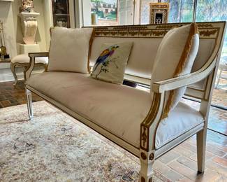 FRENCH SOFA PAINTED GOLD AND WHITE