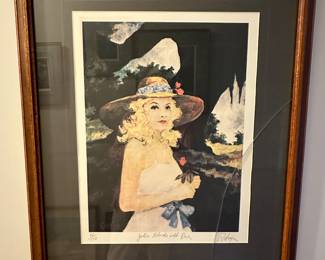 SIGNED AND NUMBERED GEORGE RODRIGUE TITLED JOLIE BLONDE WITH ROSE (22'X26")
